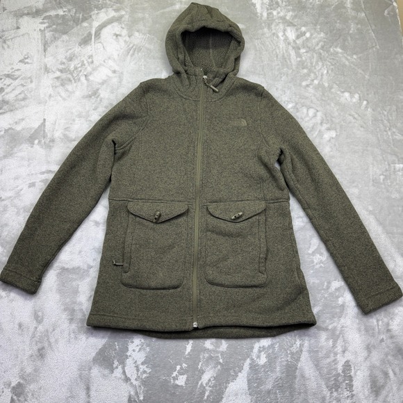 The North Face Cresent Parka Womens Fleece Jacket Hooded Pockets Full Zip Large - Picture 1 of 9